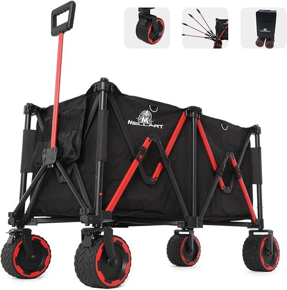 B0C6X3X8HG Collapsible Wagon Cart Wagons Carts Heavy Duty Foldable - Gray New