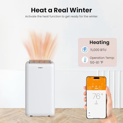 TOSOT 14,000 BTU (9,600 BTU SACC) Smart WiFi Portable Air Conditioner, White
