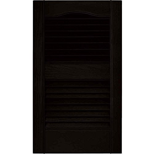 Ekena Millwork 12 in. Vinyl Louvered Shutters in Black, 12"W x 1"D x55"H, 2 pack