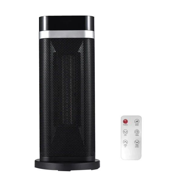 2-1500W PORTABLE SPACE HEATER REMOTE CONTROL 90°OSCILLATION CERAMIC - BLACK