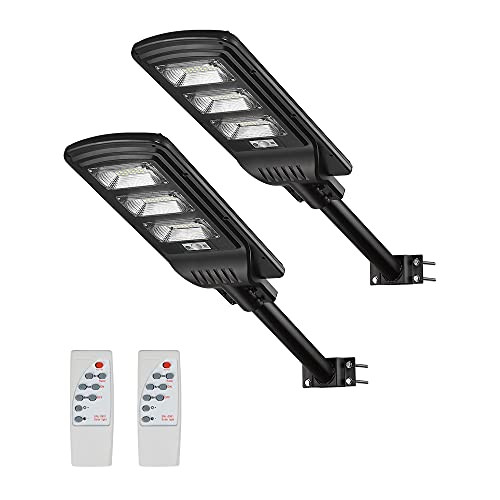 Beionxii Outdoor Solar Street Light LED Solar Powered 6000K 2 Pack - EST90WN-2PK