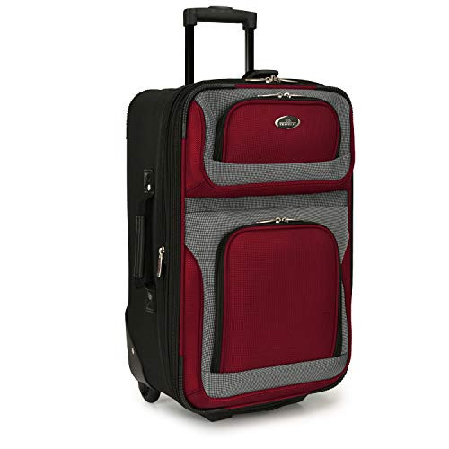 U.S. TRAVELER NEW YORKER LIGHTWEIGHT EXPANDABLE ROLLING 4-PIECE SET -RED/GRAY New