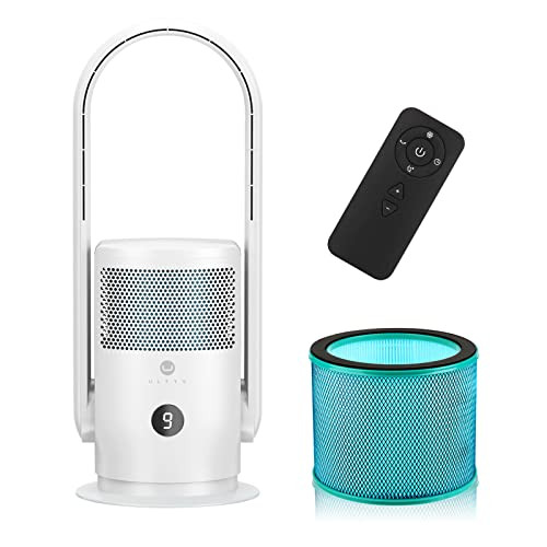 ULTTY Bladeless Tower Fan and Air Purifier Combo, Air Filter 99.97% - White New