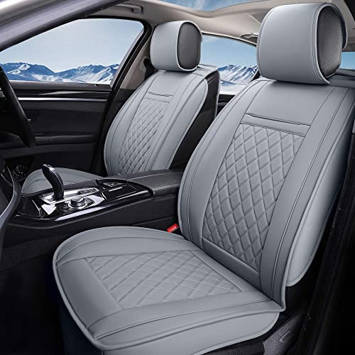 INCH EMPIRE Car Seat Cover-Water Proof Synthetic Leather Cushion Grey Grid Set New