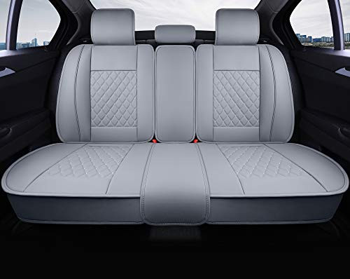 INCH EMPIRE Car Seat Cover-Water Proof Synthetic Leather Cushion Grey Grid Set New