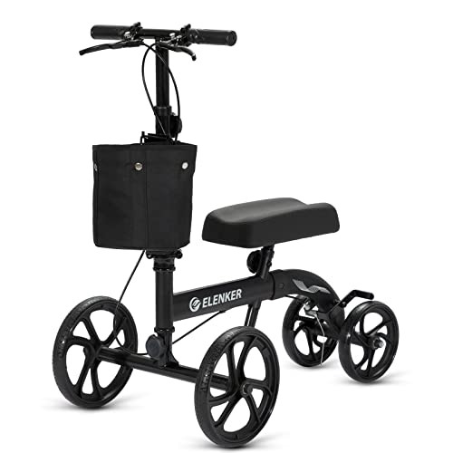 ELENKER BEST VALUE KNEE WALKER 10" FRONT WHEELS MEDICAL SCOOTER CRUTCH BLACK New