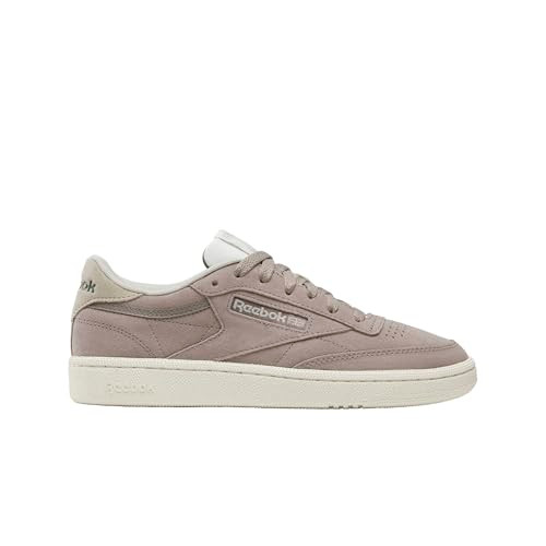 LWV95 Reebok Women's Club C 85 Sneaker, Gritty Grey/Sportbeige/Green, Size 8.5