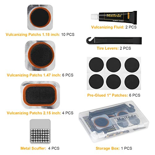 Bike Inner Tire Patch Repair Kit, 20 PCS+6 PCS,Patch Box, Lever (B09PH5HG64) New