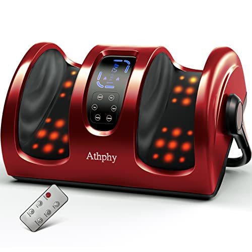 ATHPHY Foot Massager Machine Shiatsu Circulation Heat Therapy B09BKV1GH4 - Black New