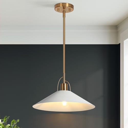CLASSY LEAVES PENDANT LIGHTS KITCHEN ISLAND 14-INCH GOLD/WHITE METAL A0523601