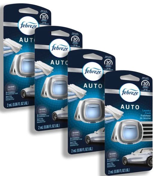 Febreze Car Vent Clip Air Freshener Odor Eliminator for Strong Odors 4 Pack New