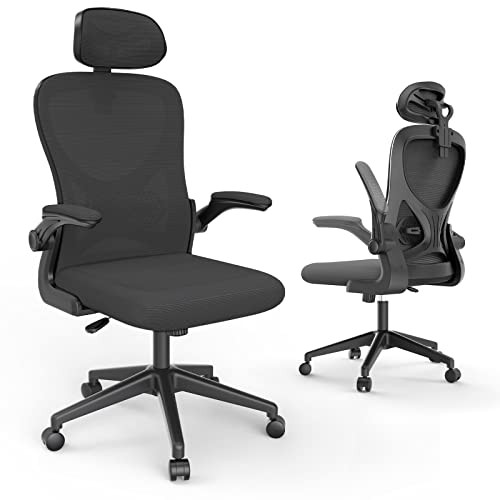 Laziiey Home Office Chairs with Flip Up Arms - B0BD16KDYY - Black New