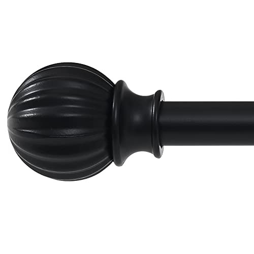 NICETOWN Drapery Curtain Rod Set with Classic Round Finials/Ball Caps - Black New