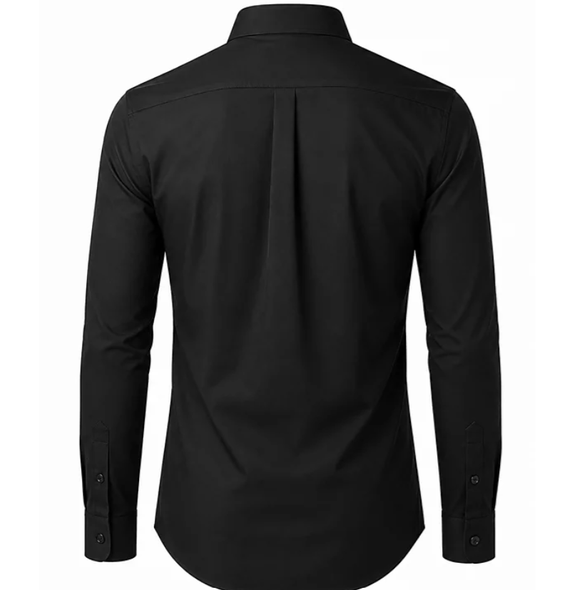 JAMES TAILOR MEN' SLIM FIT LONG SLEEVE STRETCH DRESS SHIRT SIZE: MEN 3XL - BLACK