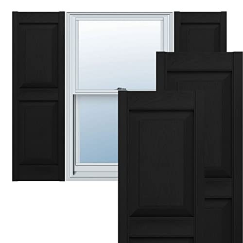 Builders Edge 12" x 39" Raised Panel Vinyl Shutters Pair #002 Black -NEW New