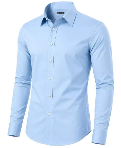 JAMES TAILORMEN' SLIM FIT LONG SLEEVE STRETCH DRESS SHIRT SIZE: 2XL - LIGHT BLUE New