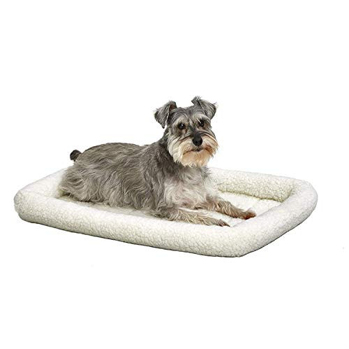MidWest Homes for Pets QuietTime Dog Bed - White Fleece Bolster, 30" x 21" New