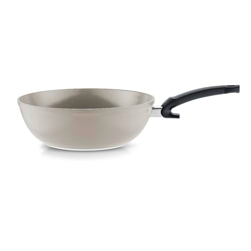 Fissler Ceratal Comfort 12" Ceramic Non-Stick Wok 5.5 Quart Warm Grey New