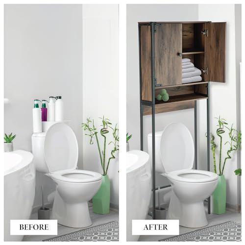 LANDIA HOME OVER THE TOILET BATHROOM ORGANIZER FOR STORAGE, RUSTIC- CVA6112U