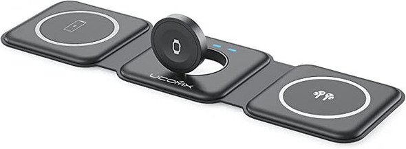 UCOMX NANO 3 IN 1 WIRELESS CHARGER,MAGNETIC FOLDABLE STATION-WC07-B - BLACK