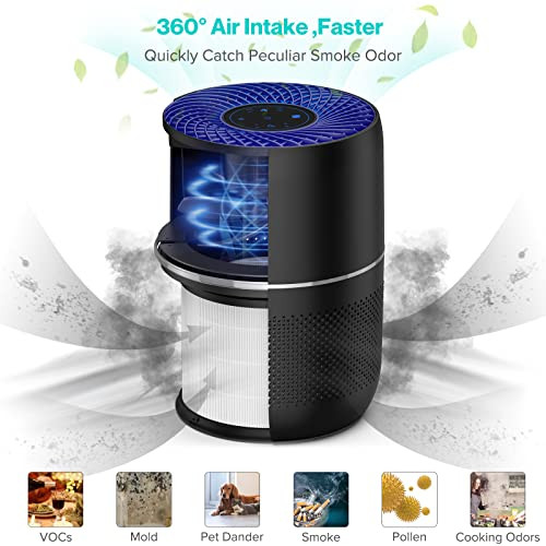 HIMOX Air Purifiers Large Room PM2.5 Auto Mode H13 True HEPA, H08 Black New