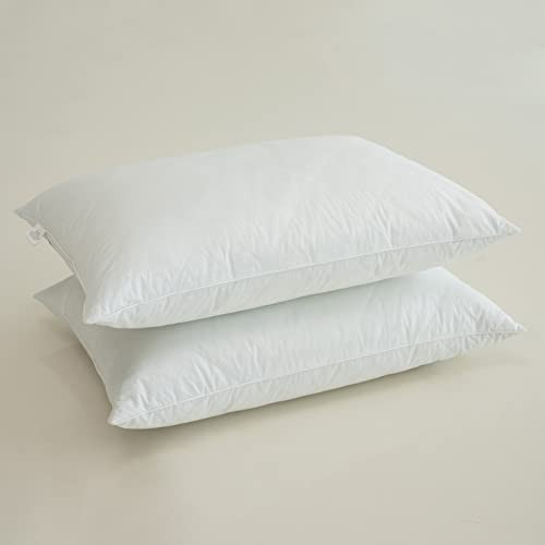 DOWNFORT Goose Feather Bed Pillows Soft Fluffy Pillows King Size Pack of 2 New