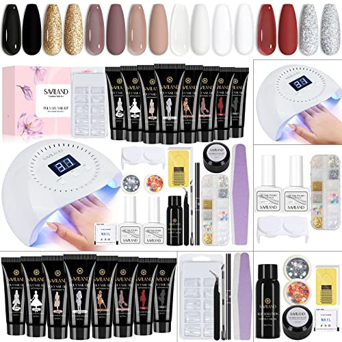 SAVILAND Poly Gel Kit 8 Colors 96W U V Nail Lamp Gel Transfer Kit B0BG4ZKWVV New