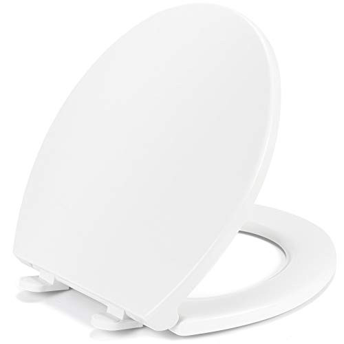 Round Toilet Seat with Metal Inserts Easy to Install B08YQT9PXQ - White New