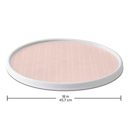 Copco Non-Skid Pantry Cabinet Lazy Susan Turntable, 18-Inch, White and Pink New