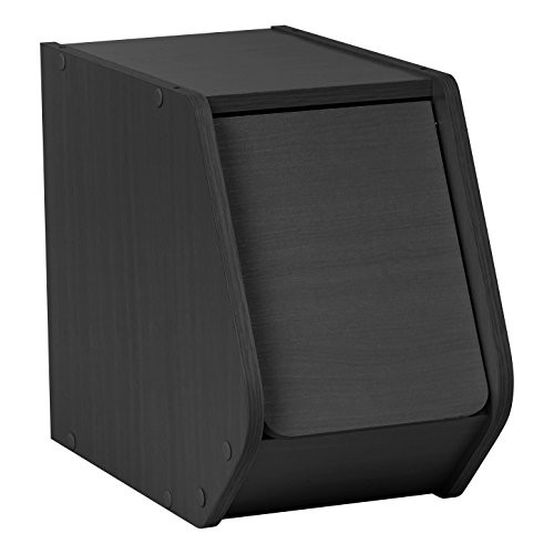 IRIS USA Narrow Modular Wood Stacking Storage Box SBD-N - Black New