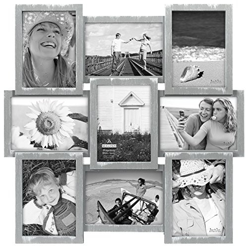 Malden International 5x7 9-Opening Dimensional Collage Photo Wall Frame Graywash New