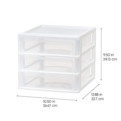 IRIS USA 2-Pack, 3-Drawer Medium Plastic Stacking Desktop Organizer, White New