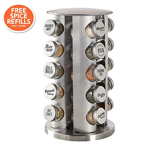 Kamenstein Revolving 20-Jar Countertop Rack Tower Organizer - Silver/Silver New