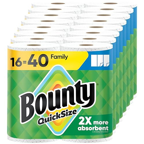 Bounty Paper Towels Quick Size 16 Family Rolls 40 Regular Rolls - White New