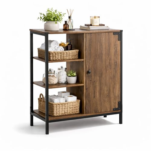 LANDIA HOME BATHROOM STORAGE CABINET INDUSTRIAL THEMED CVA6114U - RUSTIC