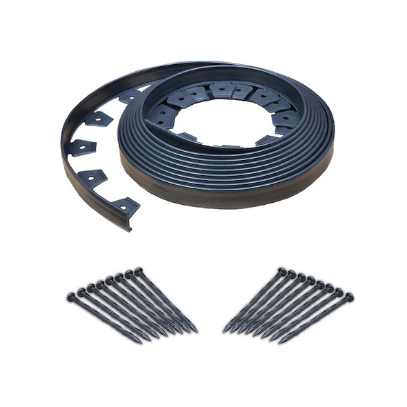 EASYFLEX 40-FT X 1.5" NO-DIG BLACK PLASTIC LANDSCAPE EDGING ROLL STAKES - BLACK New