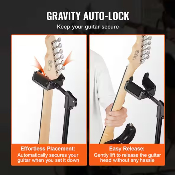 VEVOR TRIPOD GUITAR STAND FLOOR-STANDING FOLDABLE 35.4 IN. TO 47.2 IN. - BLACK