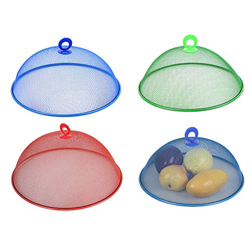 DAMEING 2Pcs Round Metal Mesh Food Cover, 13.78 Inch Mesh Screen Tents Umbrella New