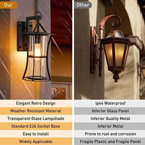 Tewei Outdoor Wall Light Fixtures 2-Pack B08RYRNQL9 - Black New