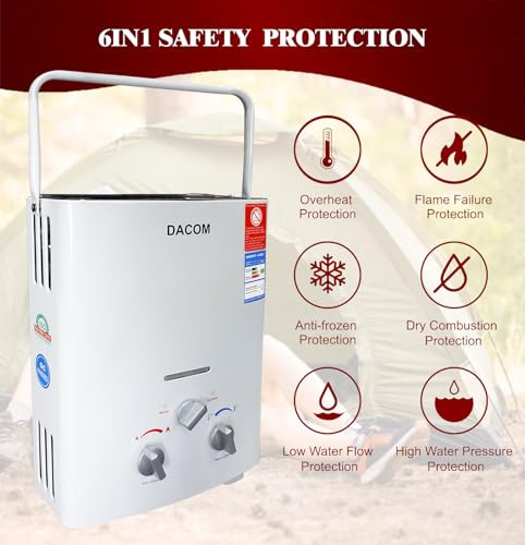 DACOM 6L Tankless Water Heater 1.58 Gpm Hot Water Shower Overheat - NEW New