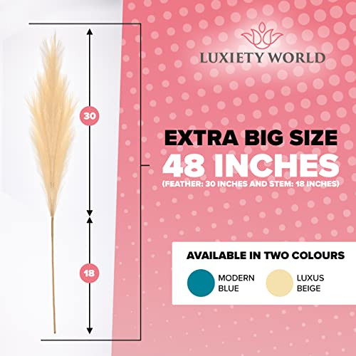 Luxiety World Pampas Grass Decor Tall 48" Set of 3 - Faux Pampas Grass Tall New