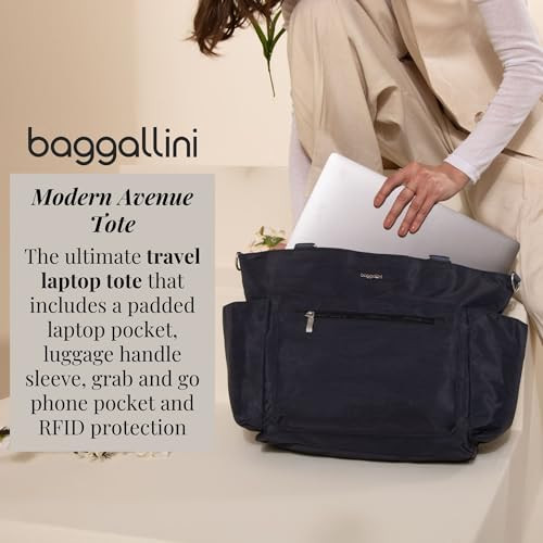 Baggallini Modern Avenue Tote, Midnight Blossom Print New