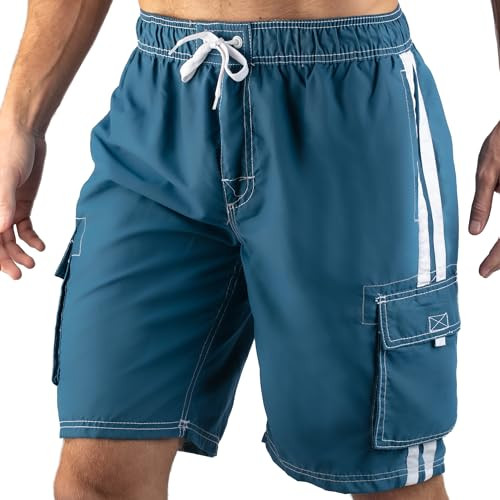 Kanu Surf Men's Barracuda Swim Trunks (Regular & Extended Sizes) Den Blue M New