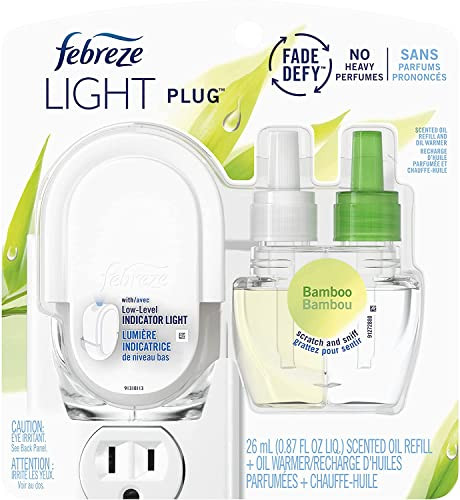 Febreze Light Plug Bamboo Starter Kit with Fade Defy Technology Pack of 2 New