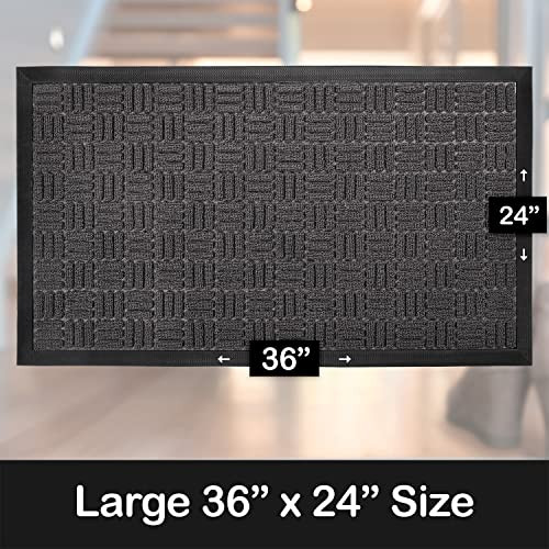 Sierra Concepts Front Door Mat Heavy Duty Welcome 36" x 24" 2-Pack - Gray Maze