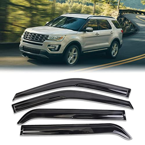 DOLKSN Outside Mount Window Visor Deflectors Rain Guards 94293 - Smoke Black