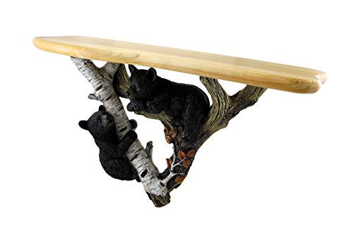 Zeckos Wall Sculpture Bears Cubs Wooden Shelf Black Forest - Brown New