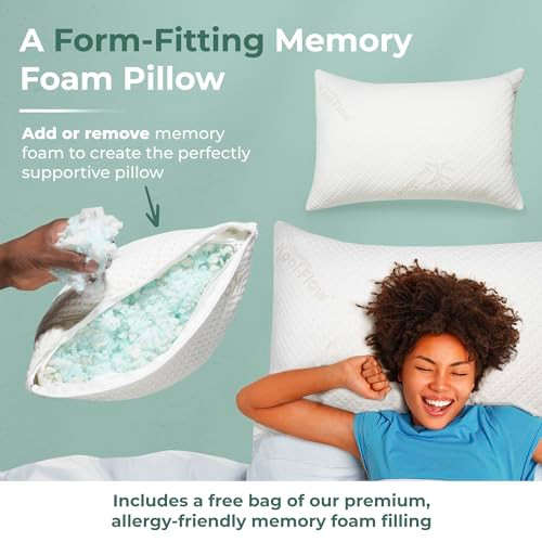 Snuggle-Pedic King Size Shredded Memory Foam Cooling Pillow - B072B8QVQX New