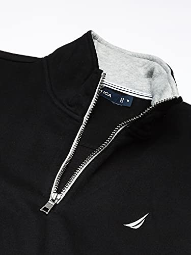 B07F6RS5R3 Nautica Men's Solid 1/4 Zip Fleece Sweatshirt True Black XL New