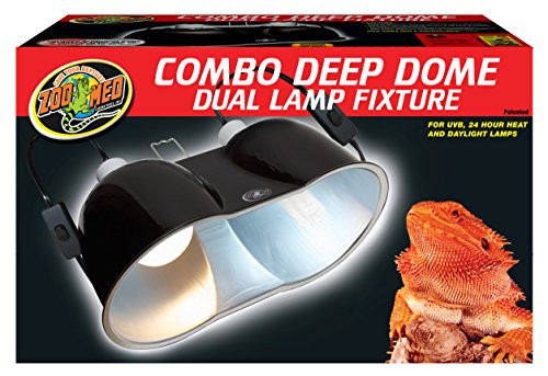 Zoo Med Combo Deep Dome Dual Lamp Fixture B005KPMCPG - Black New